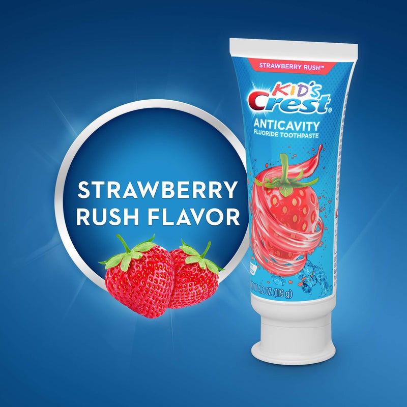 Crest Kid's Cavity Protection Fluoride Toothpaste, Strawberry Rush, 4.2 Ounce (Pack of 3) - Image 4